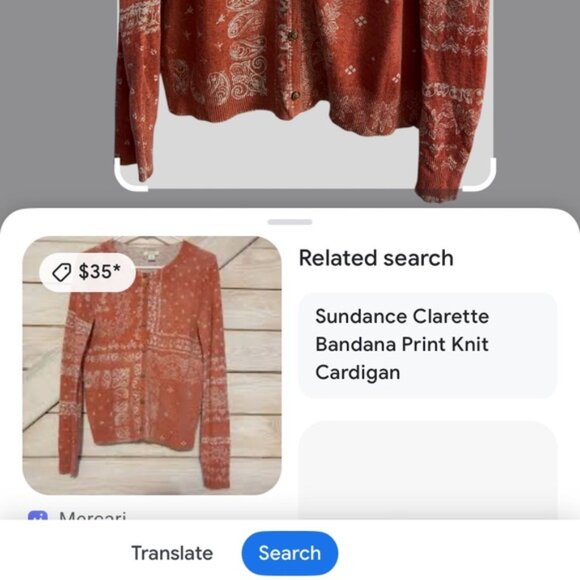 Sundance Clarette bandana print sweater cardigan brick orange XL - Picture 3 of 8